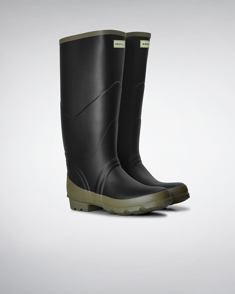 Women Hunter Argyll Bullseye Full Knee | Tall Rain Boots Black | NZ-89503-JSHY